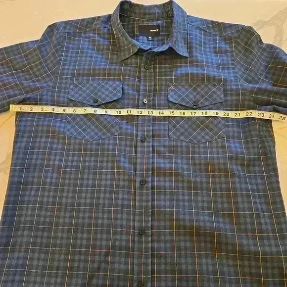 Hurley Nike Dri-Fit Mens Long Sleeve Plaid Button Down Blue Size XL - Picture 7 of 10